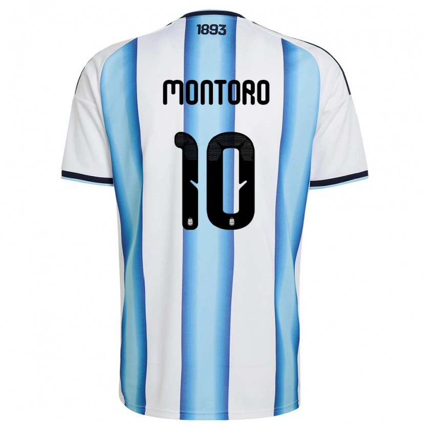 Danxen Barn Argentina Álvaro Montoro #10 Vit Himmelblå Marin Hemmatröja Matchtröjor 26-28 Tröjor T-Tröja