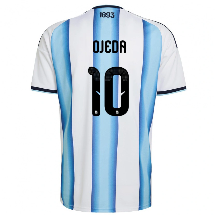 Danxen Barn Argentina Uriel Ojeda #10 Vit Himmelblå Marin Hemmatröja Matchtröjor 26-28 Tröjor T-Tröja