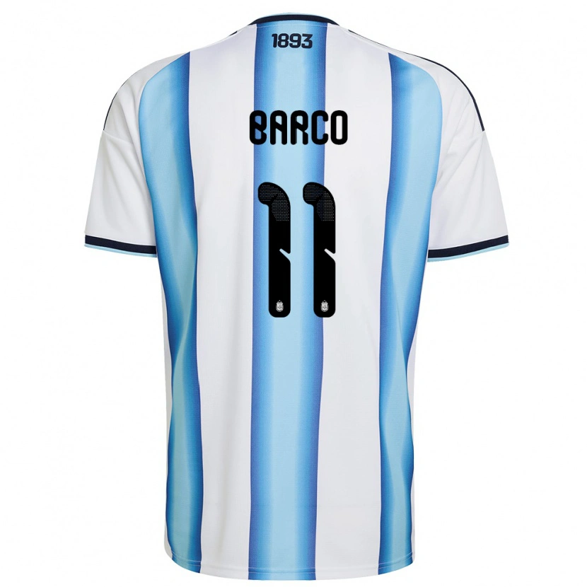 Danxen Barn Argentina Ezequiel Barco #11 Vit Himmelblå Marin Hemmatröja Matchtröjor 26-28 Tröjor T-Tröja