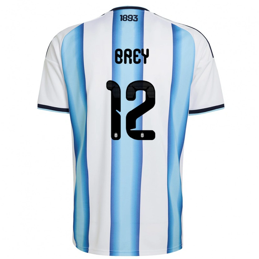 Danxen Barn Argentina Leandro Brey #12 Vit Himmelblå Marin Hemmatröja Matchtröjor 26-28 Tröjor T-Tröja