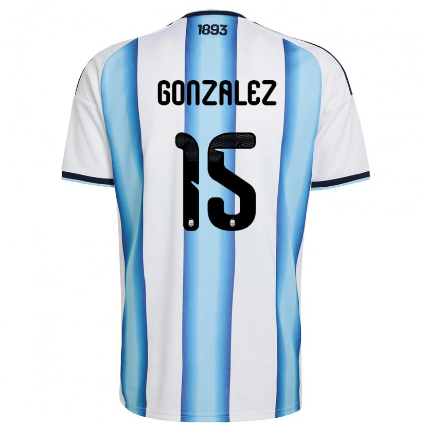 Danxen Barn Argentina Nico González #15 Vit Himmelblå Marin Hemmatröja Matchtröjor 26-28 Tröjor T-Tröja