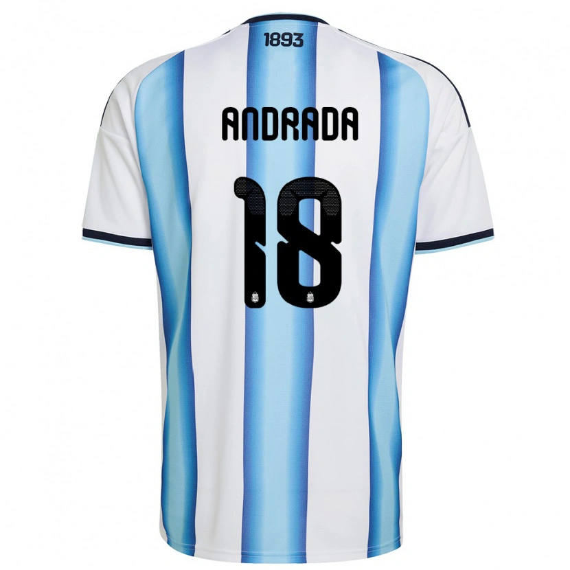 Danxen Barn Argentina Tobías Andrada #18 Vit Himmelblå Marin Hemmatröja Matchtröjor 26-28 Tröjor T-Tröja