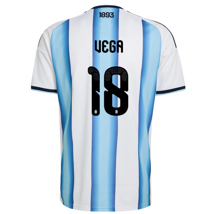 Danxen Barn Argentina Gonzalo Vega #18 Vit Himmelblå Marin Hemmatröja Matchtröjor 26-28 Tröjor T-Tröja