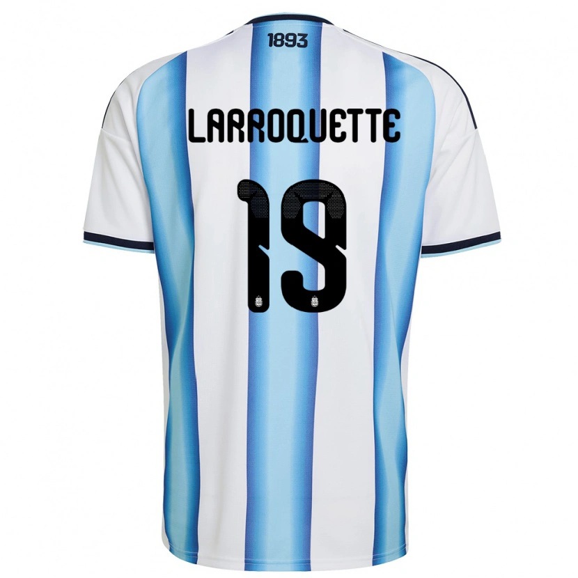 Danxen Barn Argentina Mariana Larroquette #19 Vit Himmelblå Marin Hemmatröja Matchtröjor 26-28 Tröjor T-Tröja