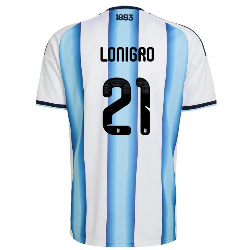 Danxen Barn Argentina Erica Lonigro #21 Vit Himmelblå Marin Hemmatröja Matchtröjor 26-28 Tröjor T-Tröja