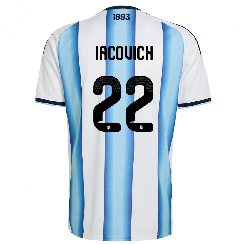 Danxen Barn Argentina Fabricio Iacovich #22 Vit Himmelblå Marin Hemmatröja Matchtröjor 26-28 Tröjor T-Tröja