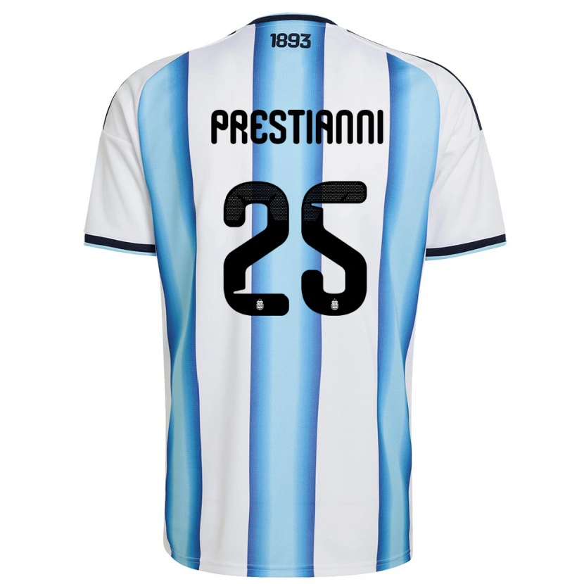 Danxen Barn Argentina Gianluca Prestianni #25 Vit Himmelblå Marin Hemmatröja Matchtröjor 26-28 Tröjor T-Tröja