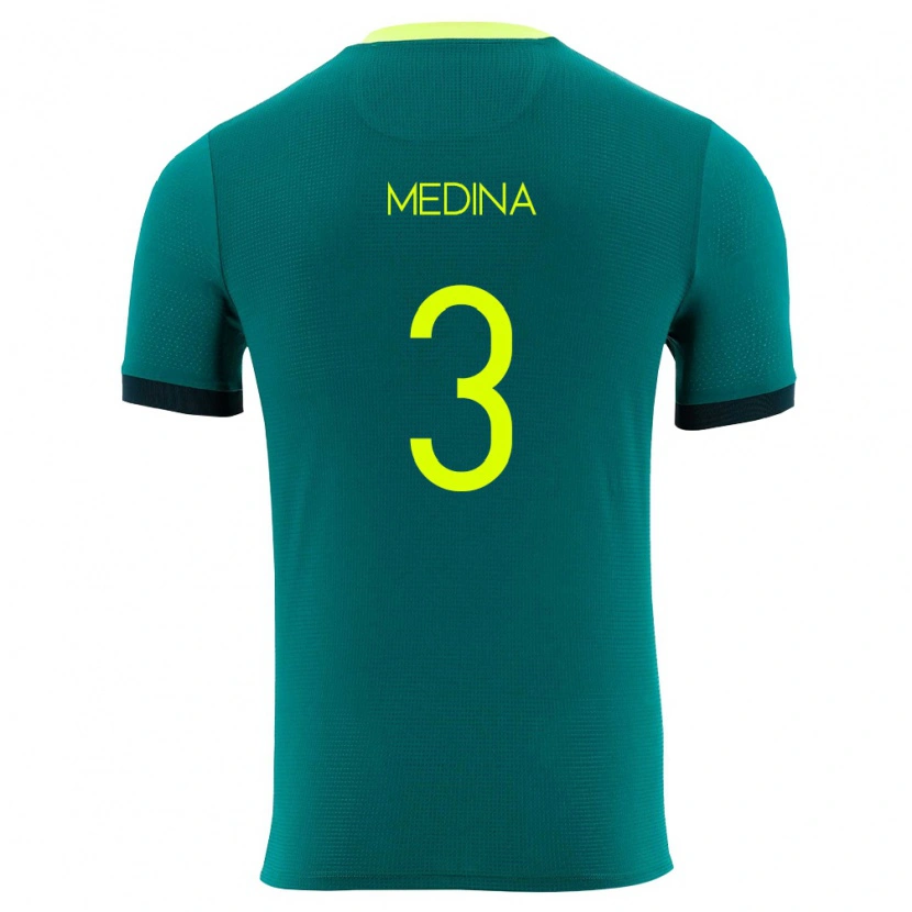 Danxen Barn Bolivia Diego Medina #3 Grön Gul Svart Hemmatröja Matchtröjor 26-28 Tröjor T-Tröja