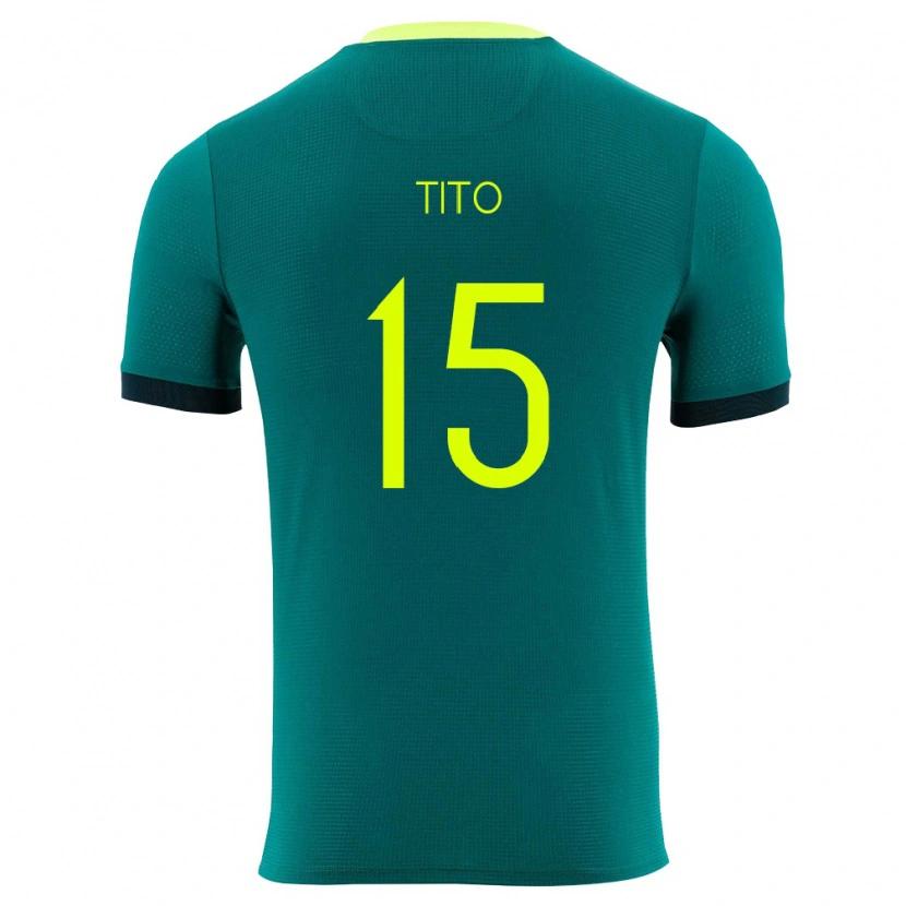 Danxen Barn Bolivia Nathan Tito #15 Grön Gul Svart Hemmatröja Matchtröjor 26-28 Tröjor T-Tröja