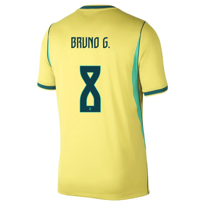 Danxen Barn Brasilien Bruno Guimarães #8 Gul Grön Hemmatröja Matchtröjor 26-28 Tröjor T-Tröja