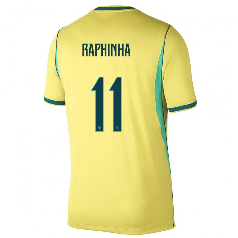 Danxen Barn Brasilien Raphinha #11 Gul Grön Hemmatröja Matchtröjor 26-28 Tröjor T-Tröja