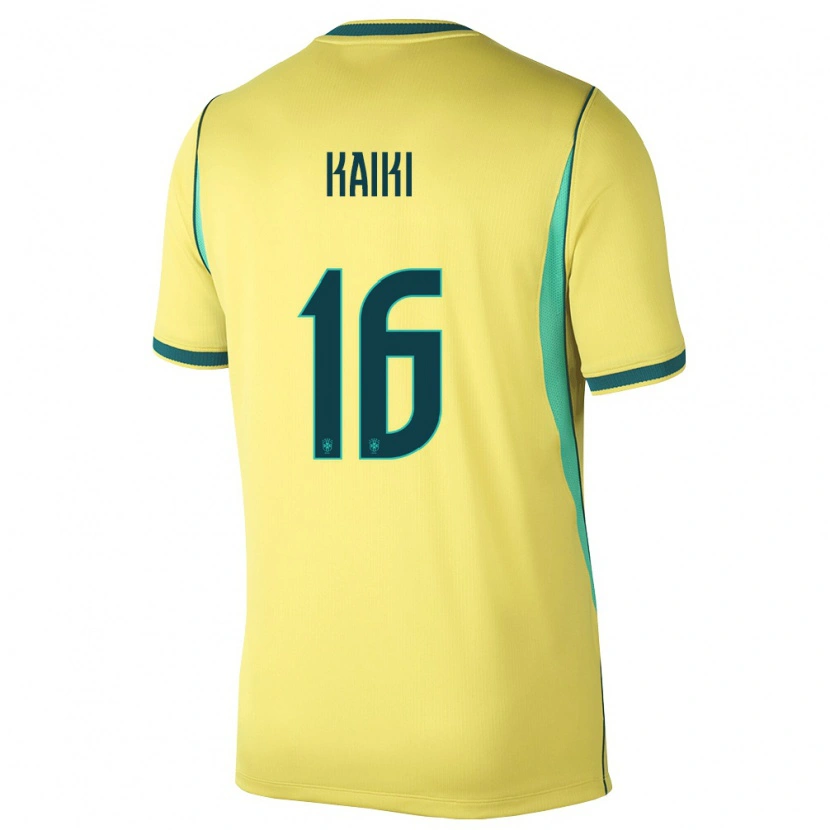 Danxen Barn Brasilien Kaiki #16 Gul Grön Hemmatröja Matchtröjor 26-28 Tröjor T-Tröja