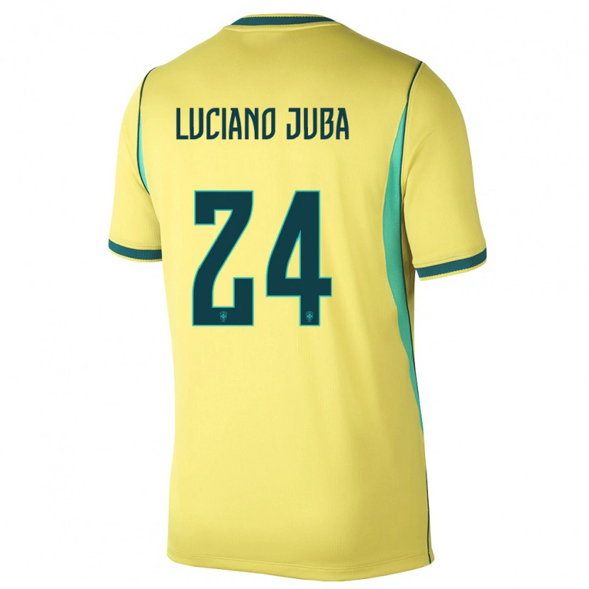 Danxen Barn Brasilien Luciano Juba #24 Gul Grön Hemmatröja Matchtröjor 26-28 Tröjor T-Tröja