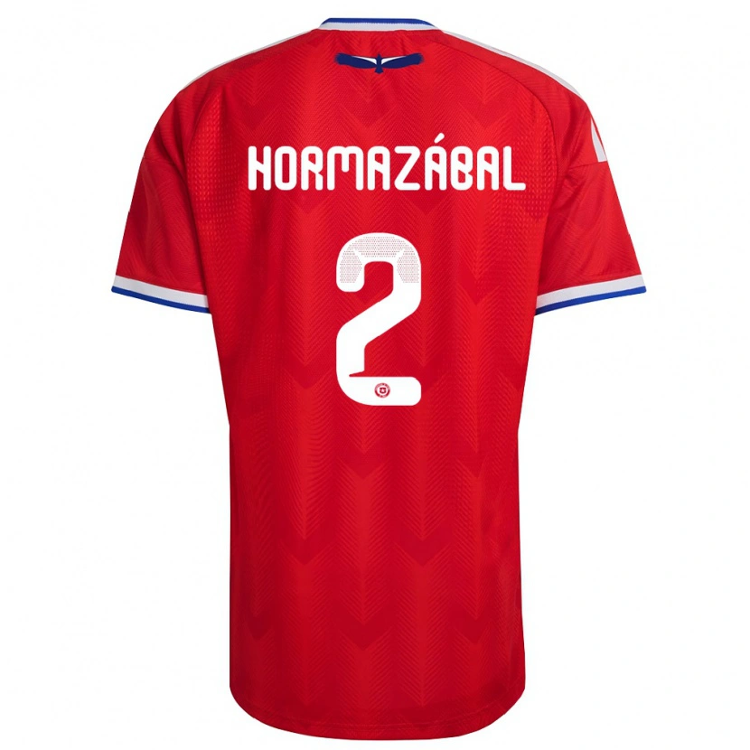 Danxen Barn Chile Fabián Hormazábal #2 Röd Vit Blå Hemmatröja Matchtröjor 26-28 Tröjor T-Tröja