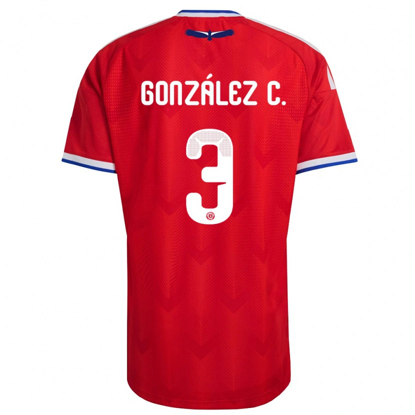 Danxen Barn Chile Tomás González C. #3 Röd Vit Blå Hemmatröja Matchtröjor 26-28 Tröjor T-Tröja