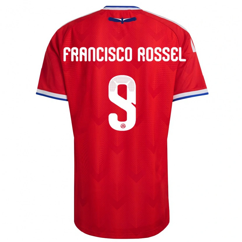 Danxen Barn Chile Juan Francisco Rossel #9 Röd Vit Blå Hemmatröja Matchtröjor 26-28 Tröjor T-Tröja