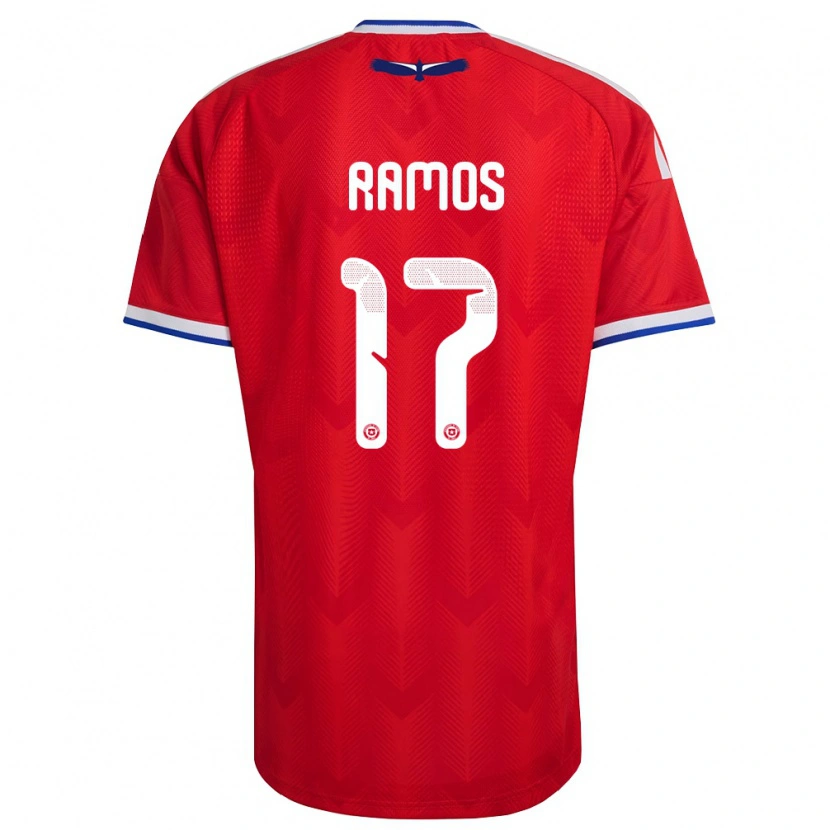 Danxen Barn Chile Emiliano Ramos #17 Röd Vit Blå Hemmatröja Matchtröjor 26-28 Tröjor T-Tröja