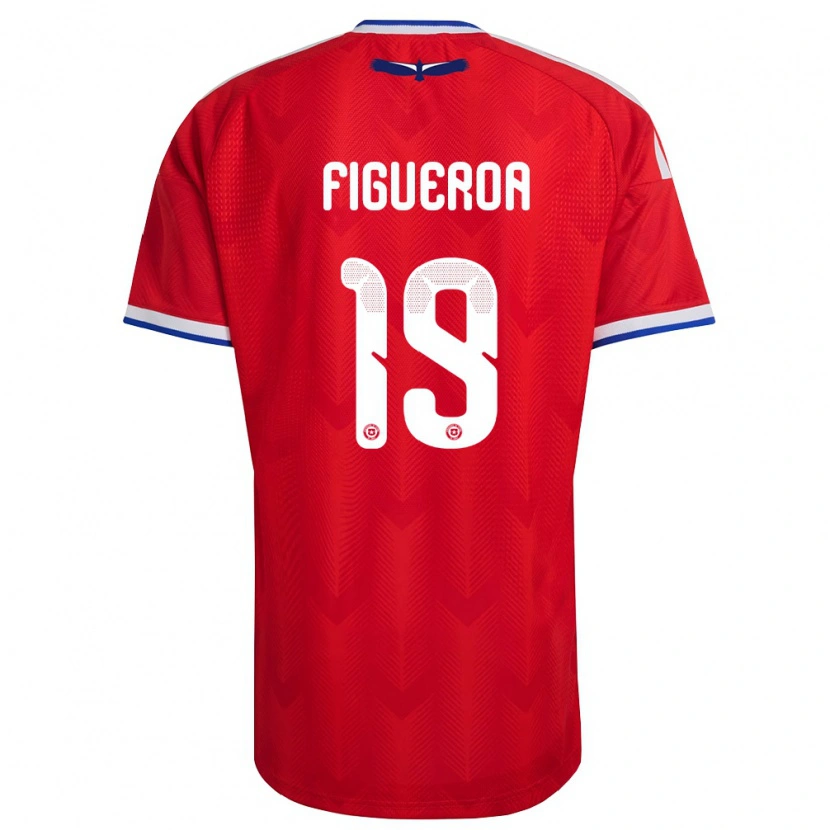 Danxen Barn Chile Catalina Figueroa #19 Röd Vit Blå Hemmatröja Matchtröjor 26-28 Tröjor T-Tröja