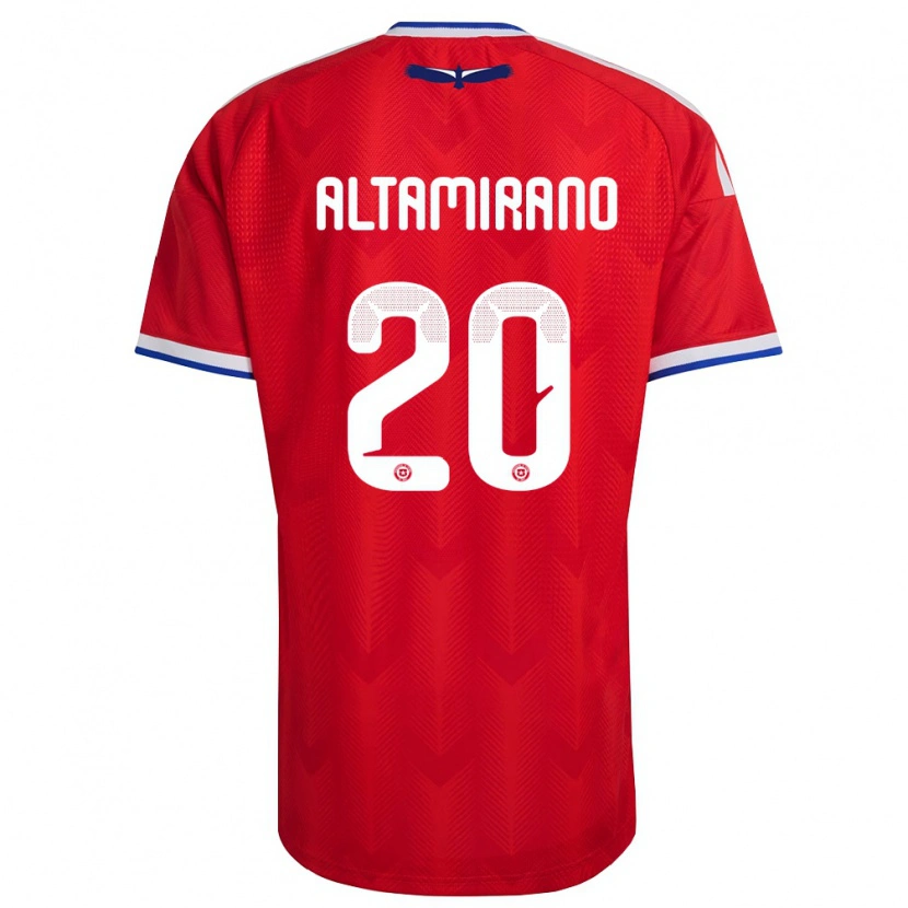 Danxen Barn Chile Javier Altamirano #20 Röd Vit Blå Hemmatröja Matchtröjor 26-28 Tröjor T-Tröja