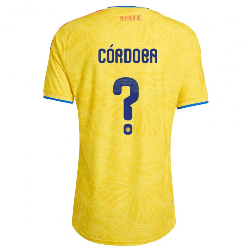 Danxen Barn Colombia Juan Córdoba #0 Gul Blå Röd Hemmatröja Matchtröjor 26-28 Tröjor T-Tröja