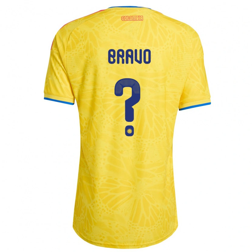 Danxen Barn Colombia Pedro Bravo #0 Gul Blå Röd Hemmatröja Matchtröjor 26-28 Tröjor T-Tröja