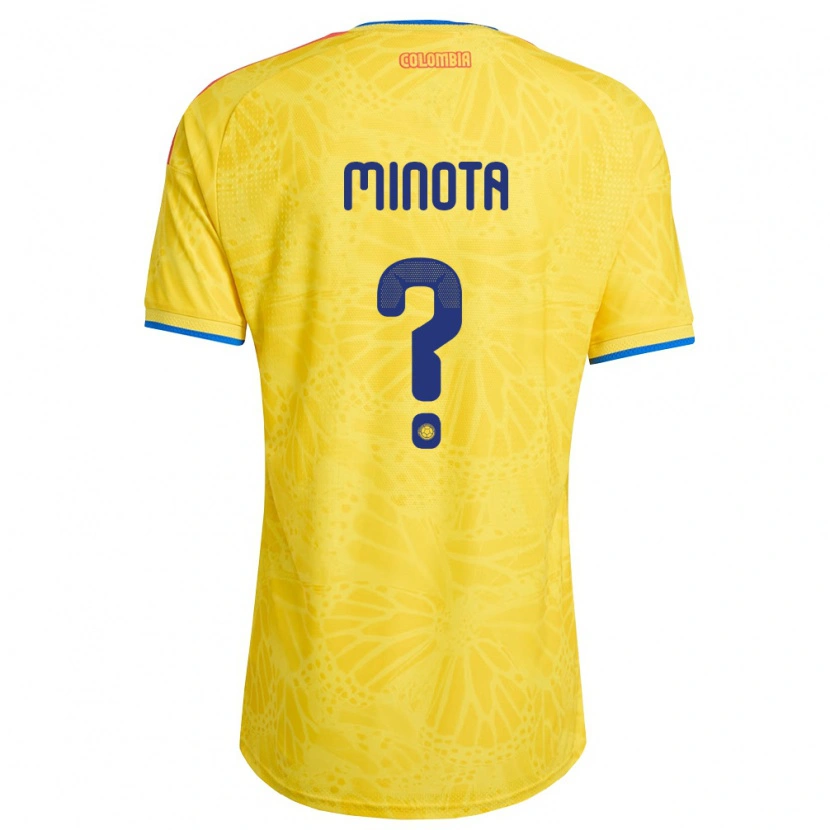 Danxen Barn Colombia Víctor Minota #0 Gul Blå Röd Hemmatröja Matchtröjor 26-28 Tröjor T-Tröja