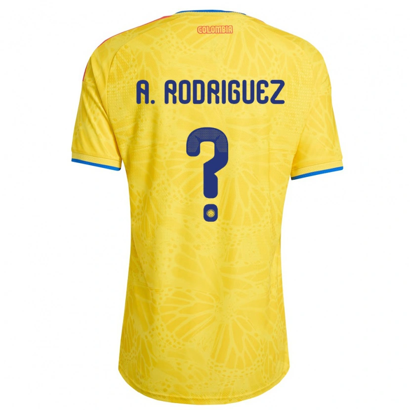 Danxen Barn Colombia Andrés Rodríguez #0 Gul Blå Röd Hemmatröja Matchtröjor 26-28 Tröjor T-Tröja