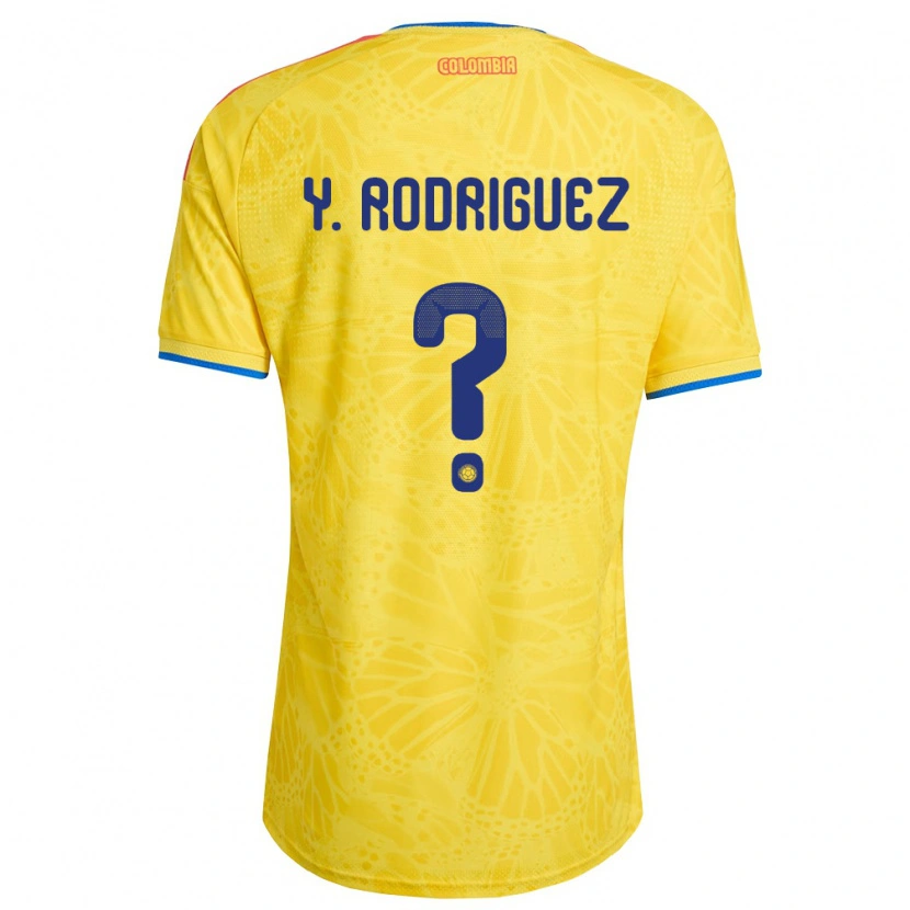 Danxen Barn Colombia Yefrei Rodríguez #0 Gul Blå Röd Hemmatröja Matchtröjor 26-28 Tröjor T-Tröja