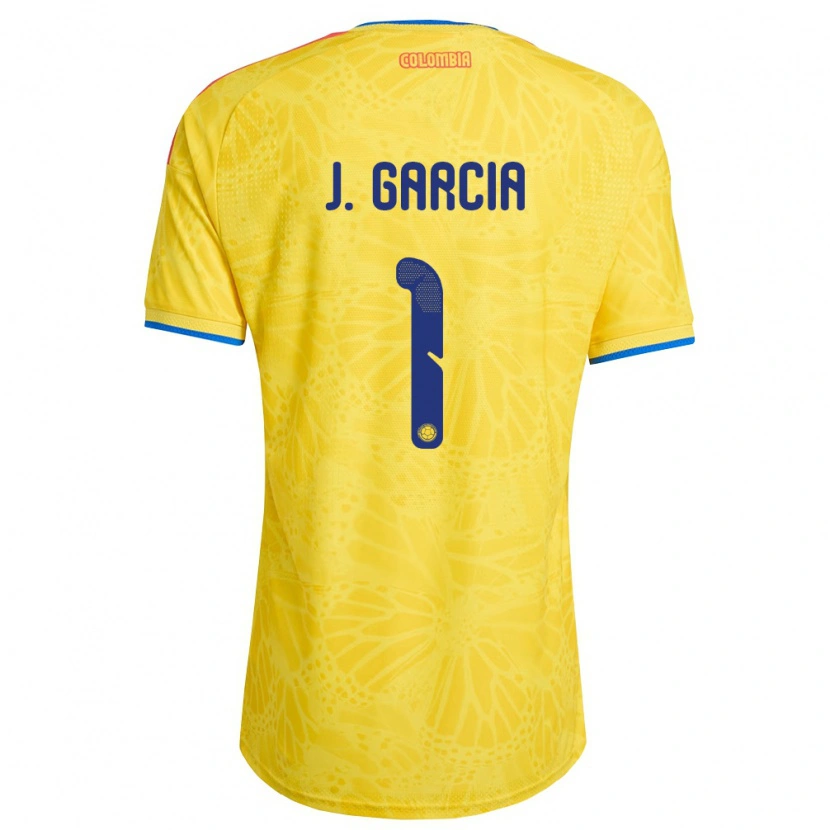 Danxen Barn Colombia Jordan García #1 Gul Blå Röd Hemmatröja Matchtröjor 26-28 Tröjor T-Tröja
