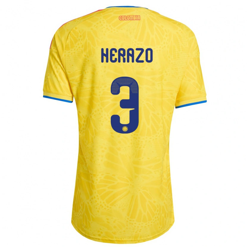 Danxen Barn Colombia Edmilson Herazo #3 Gul Blå Röd Hemmatröja Matchtröjor 26-28 Tröjor T-Tröja
