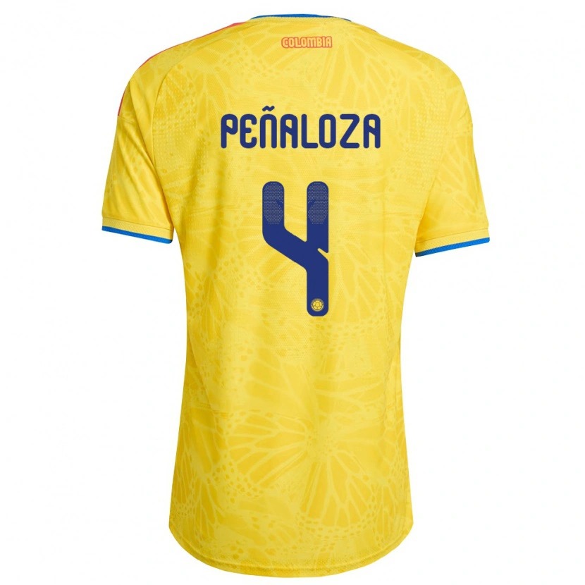 Danxen Barn Colombia Jesús Peñaloza #4 Gul Blå Röd Hemmatröja Matchtröjor 26-28 Tröjor T-Tröja