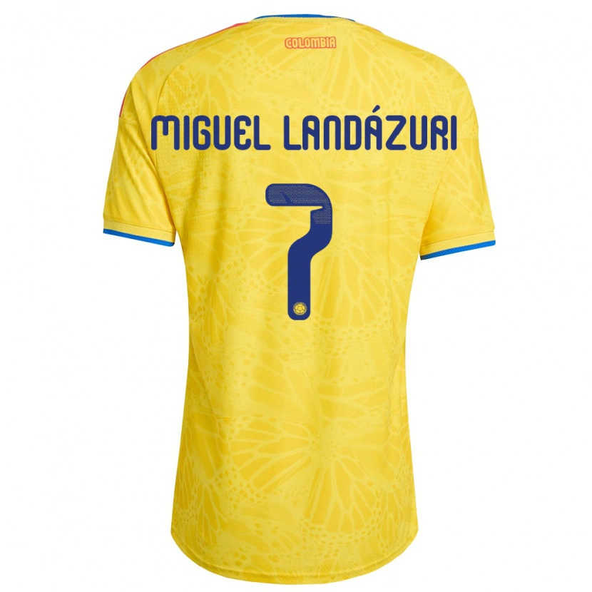 Danxen Barn Colombia Luis Miguel Landázuri #7 Gul Blå Röd Hemmatröja Matchtröjor 26-28 Tröjor T-Tröja