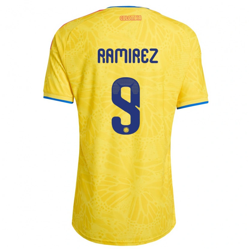 Danxen Barn Colombia Mayra Ramírez #9 Gul Blå Röd Hemmatröja Matchtröjor 26-28 Tröjor T-Tröja