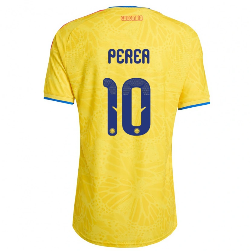Danxen Barn Colombia Óscar Perea #10 Gul Blå Röd Hemmatröja Matchtröjor 26-28 Tröjor T-Tröja