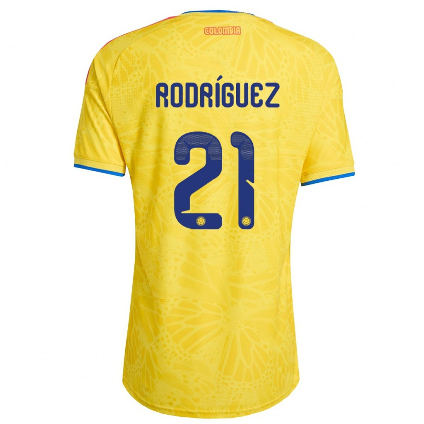 Danxen Barn Colombia David Rodríguez #21 Gul Blå Röd Hemmatröja Matchtröjor 26-28 Tröjor T-Tröja