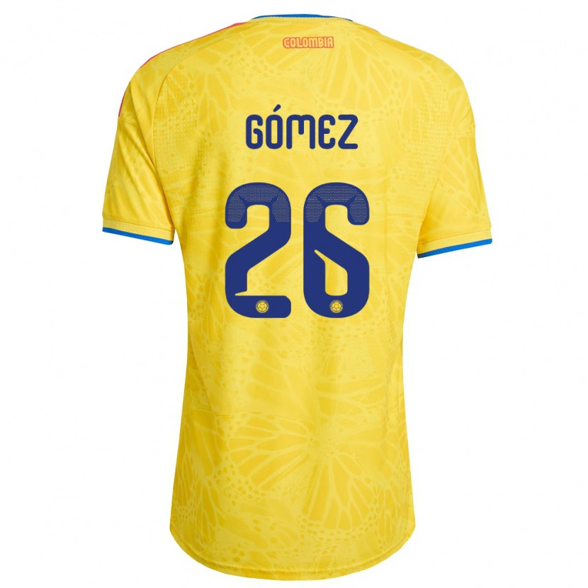 Danxen Barn Colombia Andrés Gómez #26 Gul Blå Röd Hemmatröja Matchtröjor 26-28 Tröjor T-Tröja