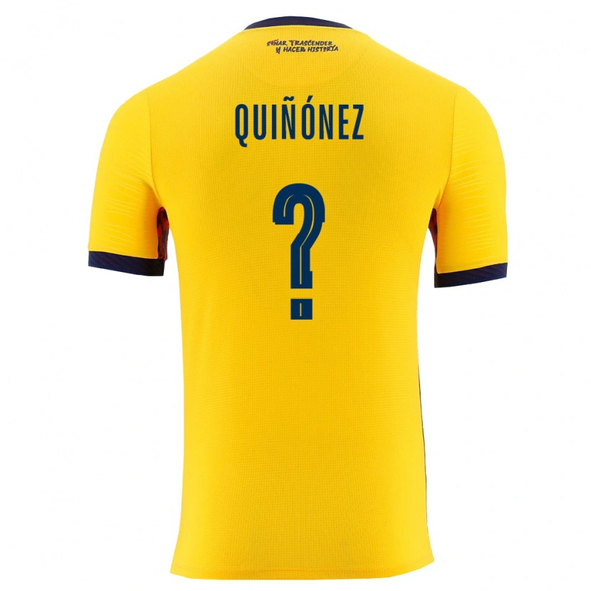 Danxen Barn Ecuador Adonys Quiñónez #0 Gul Marin Hemmatröja Matchtröjor 26-28 Tröjor T-Tröja