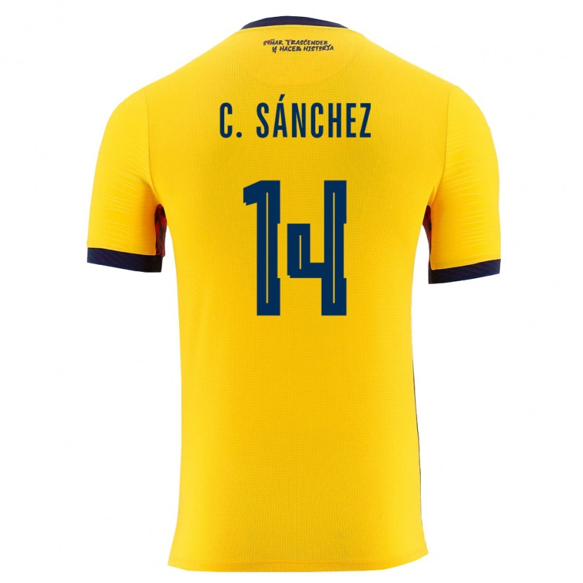 Danxen Barn Ecuador Carlos Sánchez #14 Gul Marin Hemmatröja Matchtröjor 26-28 Tröjor T-Tröja