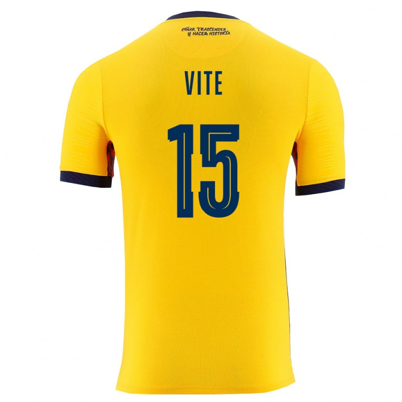 Danxen Barn Ecuador Pedro Vite #15 Gul Marin Hemmatröja Matchtröjor 26-28 Tröjor T-Tröja