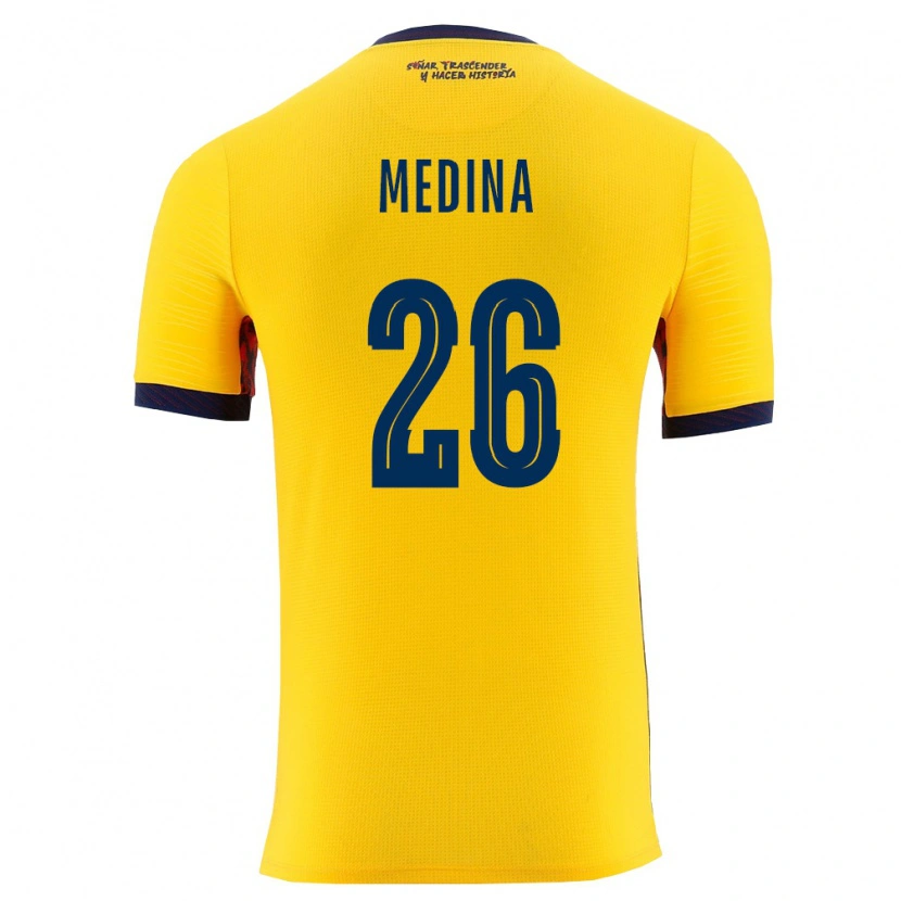 Danxen Barn Ecuador Yaimar Medina #26 Gul Marin Hemmatröja Matchtröjor 26-28 Tröjor T-Tröja