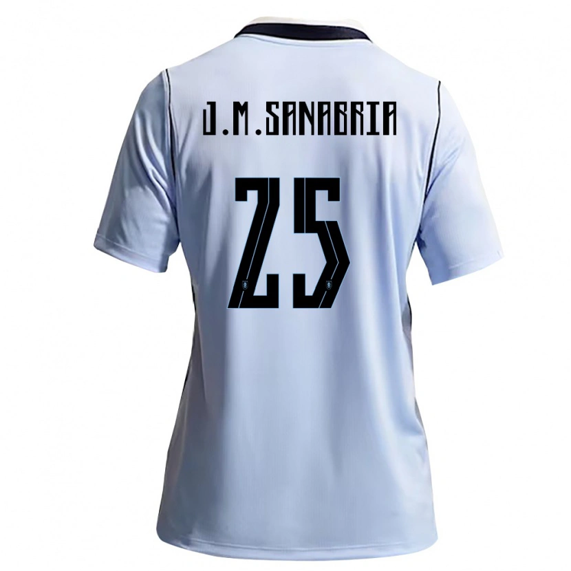 Danxen Barn Uruguay Juan Manuel Sanabria #25 Himmelblå Vit Hemmatröja Matchtröjor 26-28 Tröjor T-Tröja