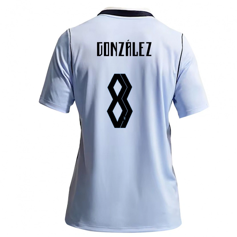 Danxen Barn Uruguay Luciano Gonzalez #8 Himmelblå Vit Hemmatröja Matchtröjor 26-28 Tröjor T-Tröja