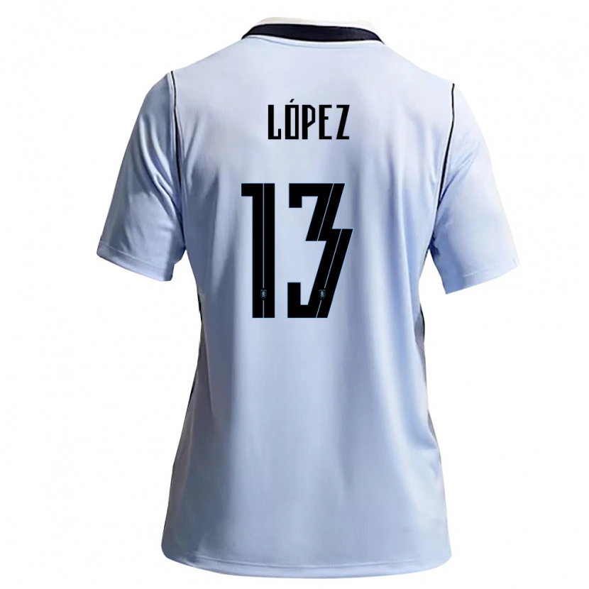 Danxen Barn Uruguay Nahuel López #13 Himmelblå Vit Hemmatröja Matchtröjor 26-28 Tröjor T-Tröja