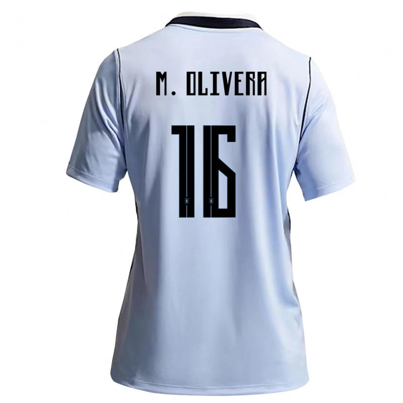 Danxen Barn Uruguay Mathías Olivera #16 Himmelblå Vit Hemmatröja Matchtröjor 26-28 Tröjor T-Tröja