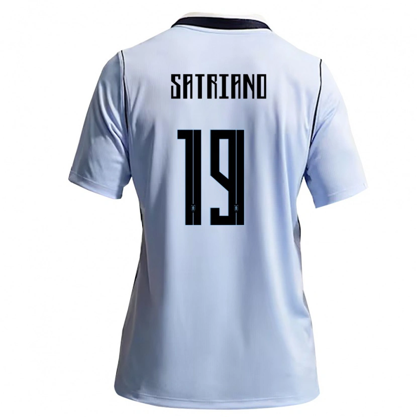 Danxen Barn Uruguay Martin Satriano #19 Himmelblå Vit Hemmatröja Matchtröjor 26-28 Tröjor T-Tröja