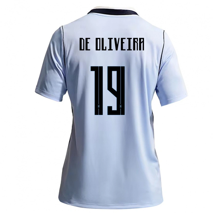 Danxen Barn Uruguay Emiliano De Oliveira #19 Himmelblå Vit Hemmatröja Matchtröjor 26-28 Tröjor T-Tröja