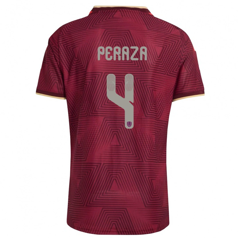 Danxen Barn Venezuela María Peraza #4 Burgund Guld Gul Hemmatröja Matchtröjor 26-28 Tröjor T-Tröja