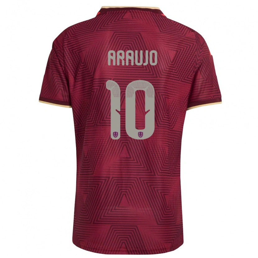 Danxen Barn Venezuela Junior Araujo #10 Burgund Guld Gul Hemmatröja Matchtröjor 26-28 Tröjor T-Tröja