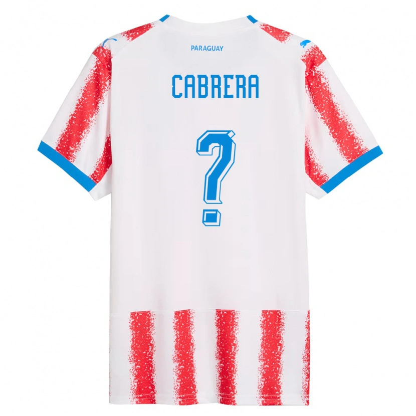 Danxen Barn Paraguay Ivan Cabrera #0 Vit Röd Blå Hemmatröja Matchtröjor 26-28 Tröjor T-Tröja