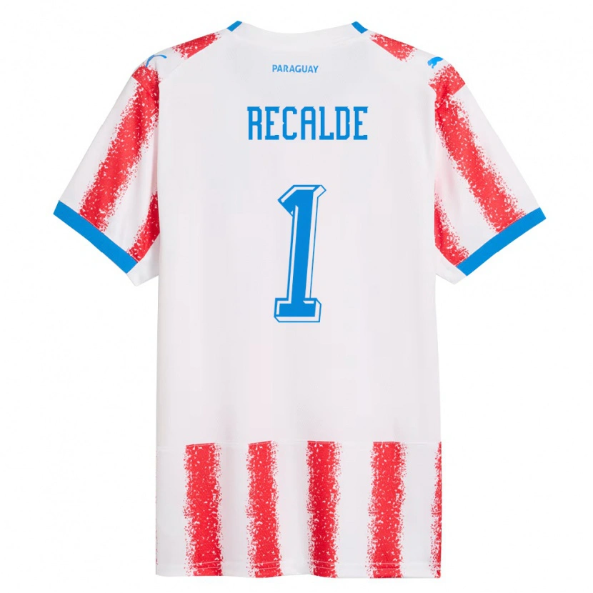 Danxen Barn Paraguay Cristina Recalde #1 Vit Röd Blå Hemmatröja Matchtröjor 26-28 Tröjor T-Tröja